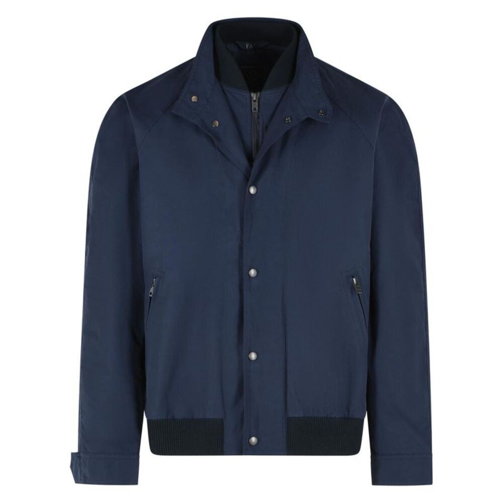 Fay Blue Cotton And Nylon Faille Bomber Jacket Men
